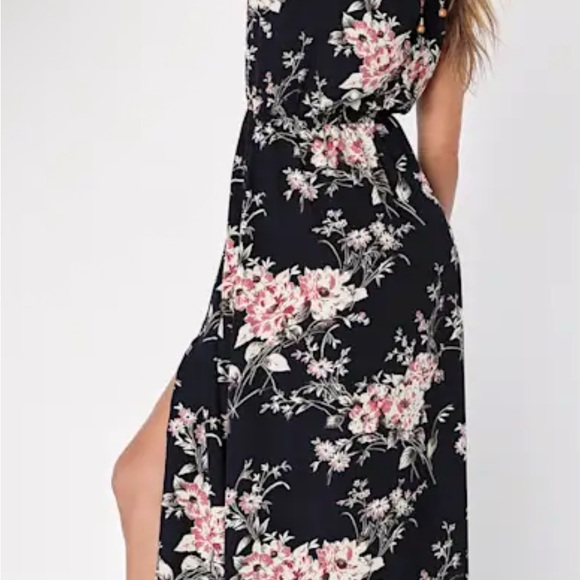 NWT Lulus Feel the Music Midnight Blue Floral Print Maxi Dress - Picture 3 of 4